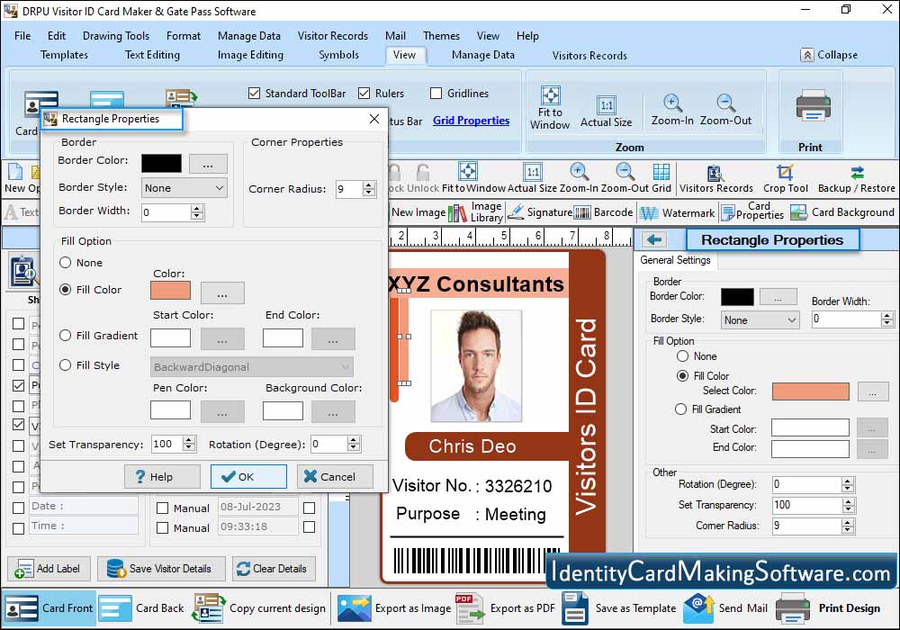 Front view of designed ID card