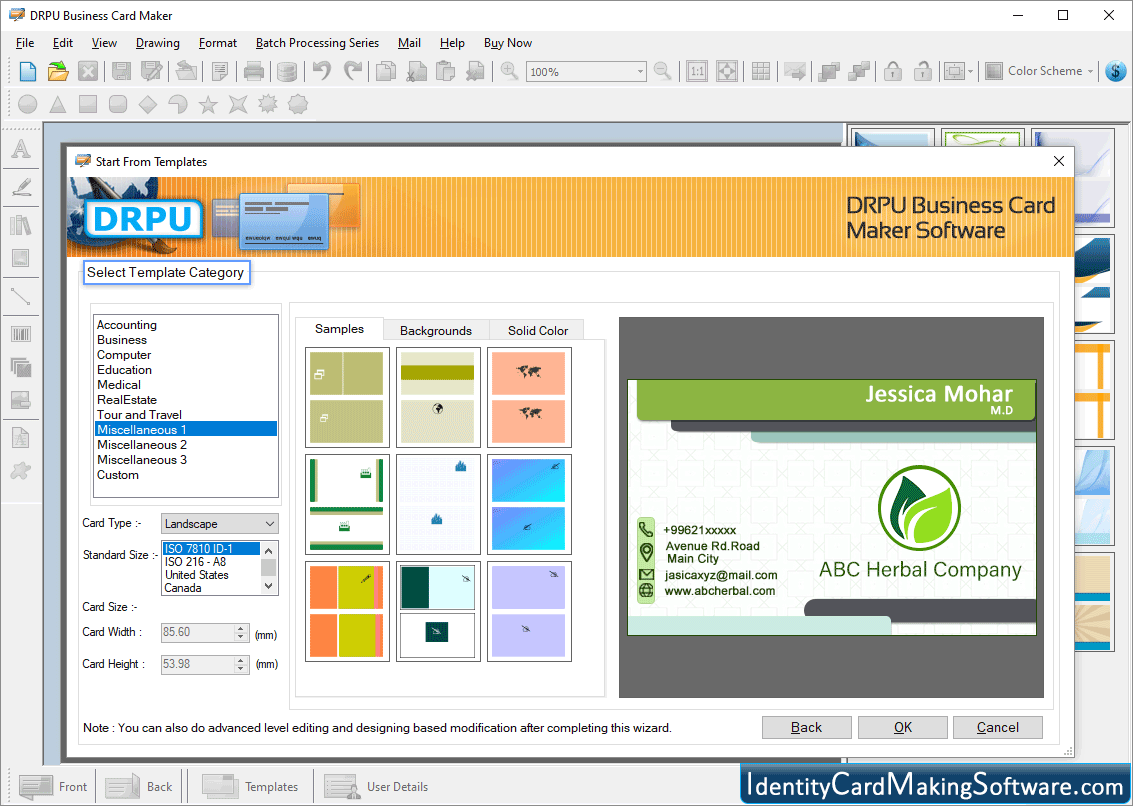 Business Card Making Software screenshots to generate membership