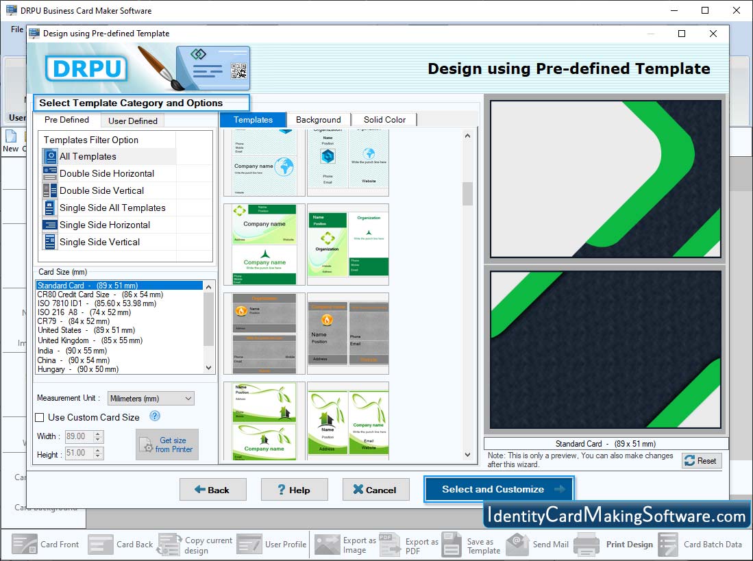 Select Template Category Select Template Category