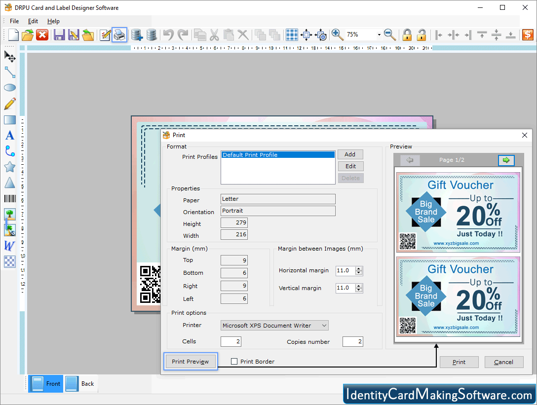 Card Label Software print Preview