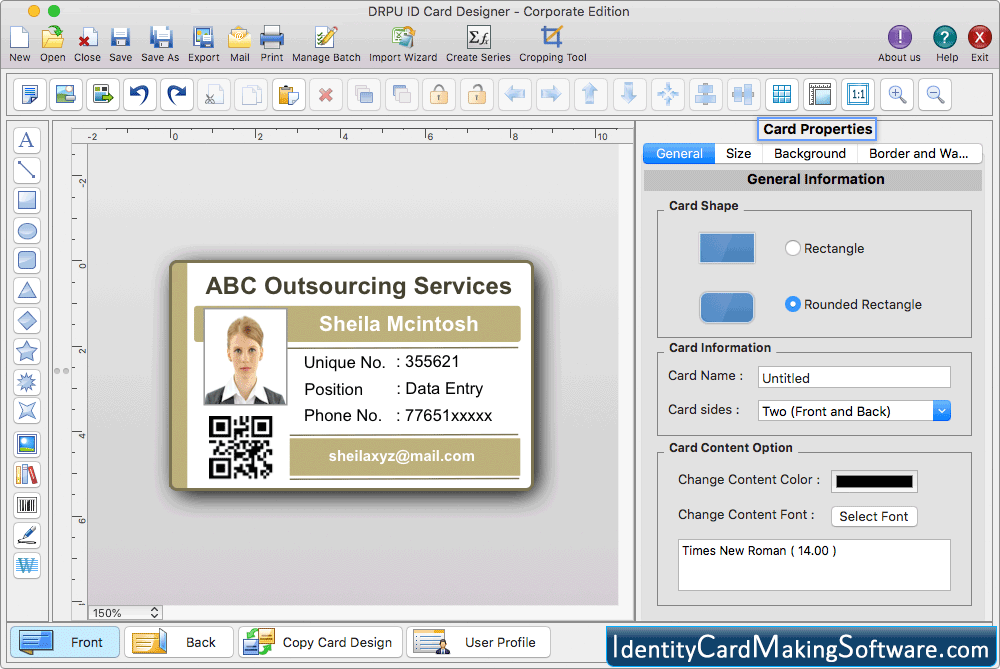 ID Card Design - Corporate Edition Card Properties