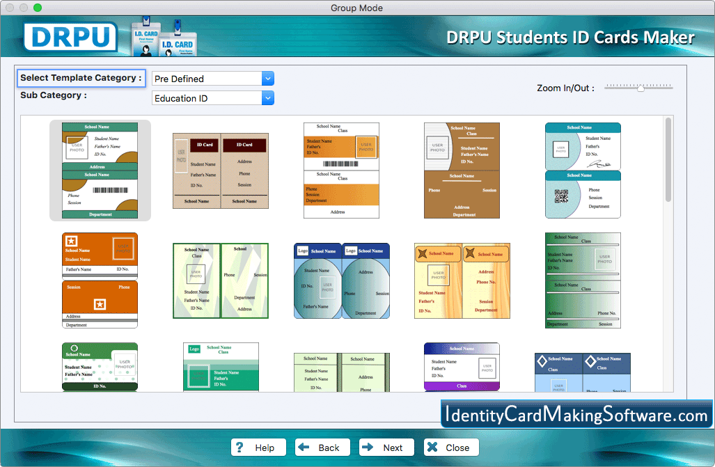 Students ID Cards Maker for Mac Select Pre-defined Template
