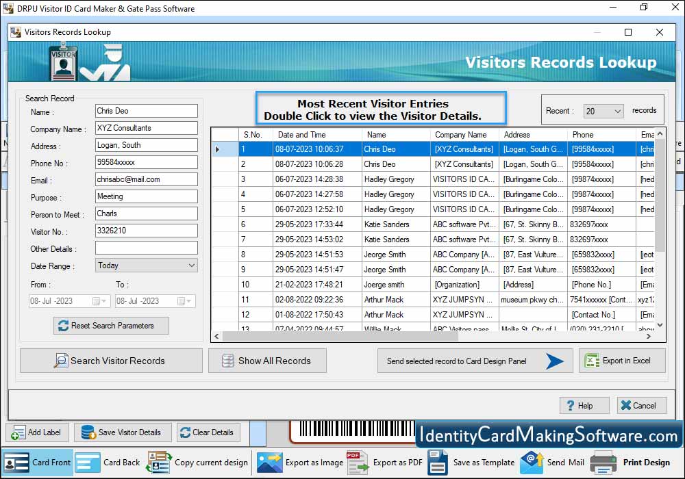 Gate Pass Maker Software Visitors Records