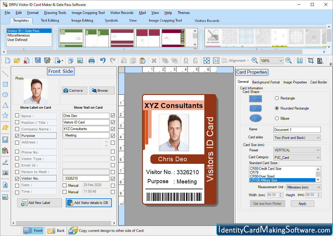 Gate Pass ID Cards Maker & Visitors Management Software
