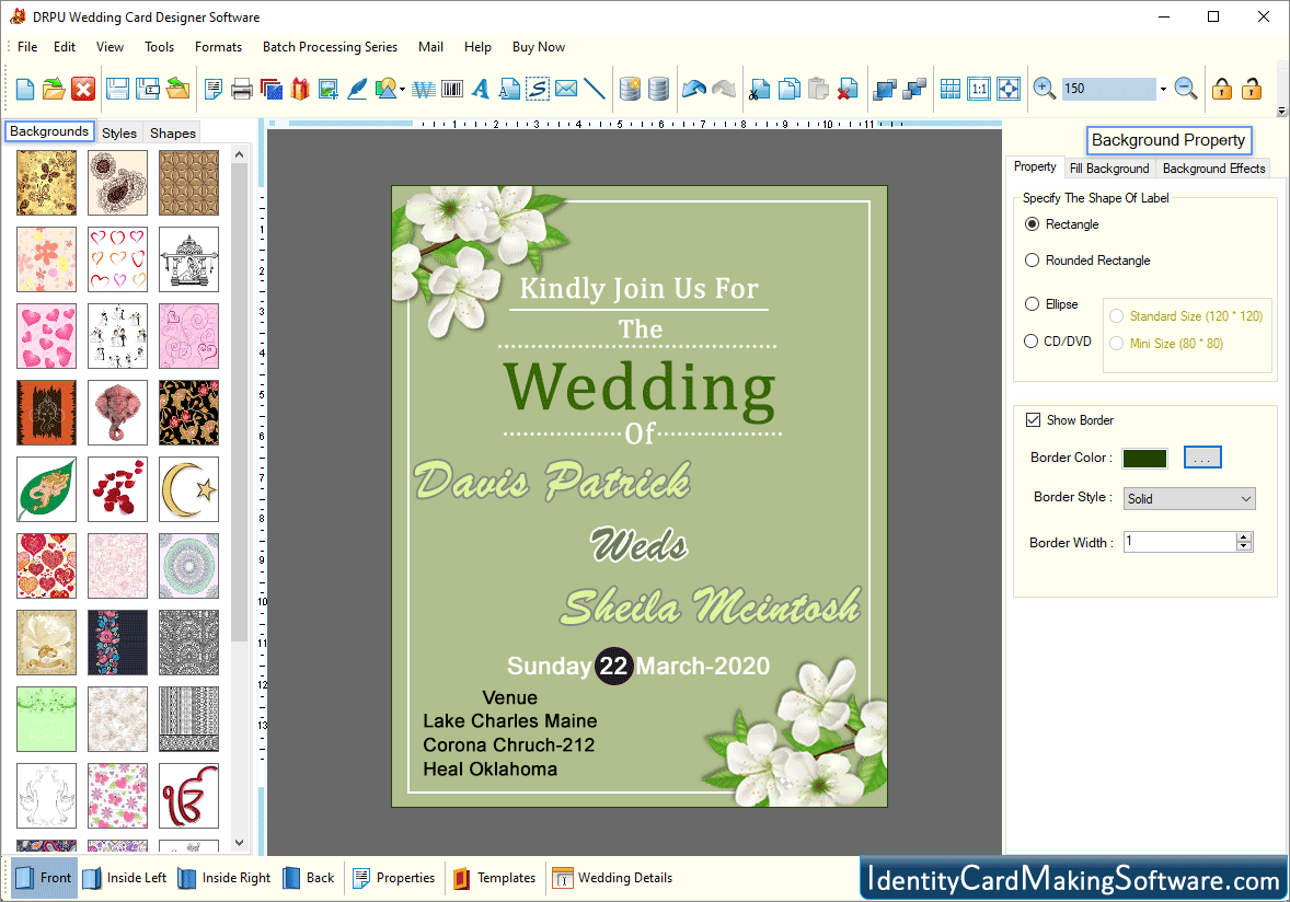 Wedding Card Background Properties